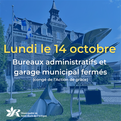 Congé de l'Action de grâce - lundi 14 octobre